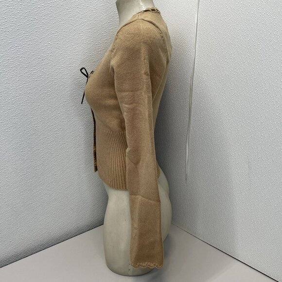 NEW FRANKIES BIKINIS X BELLA HADID Women’s Texas Knit Cardigan – Brown – Size L - Picture 3 of 9